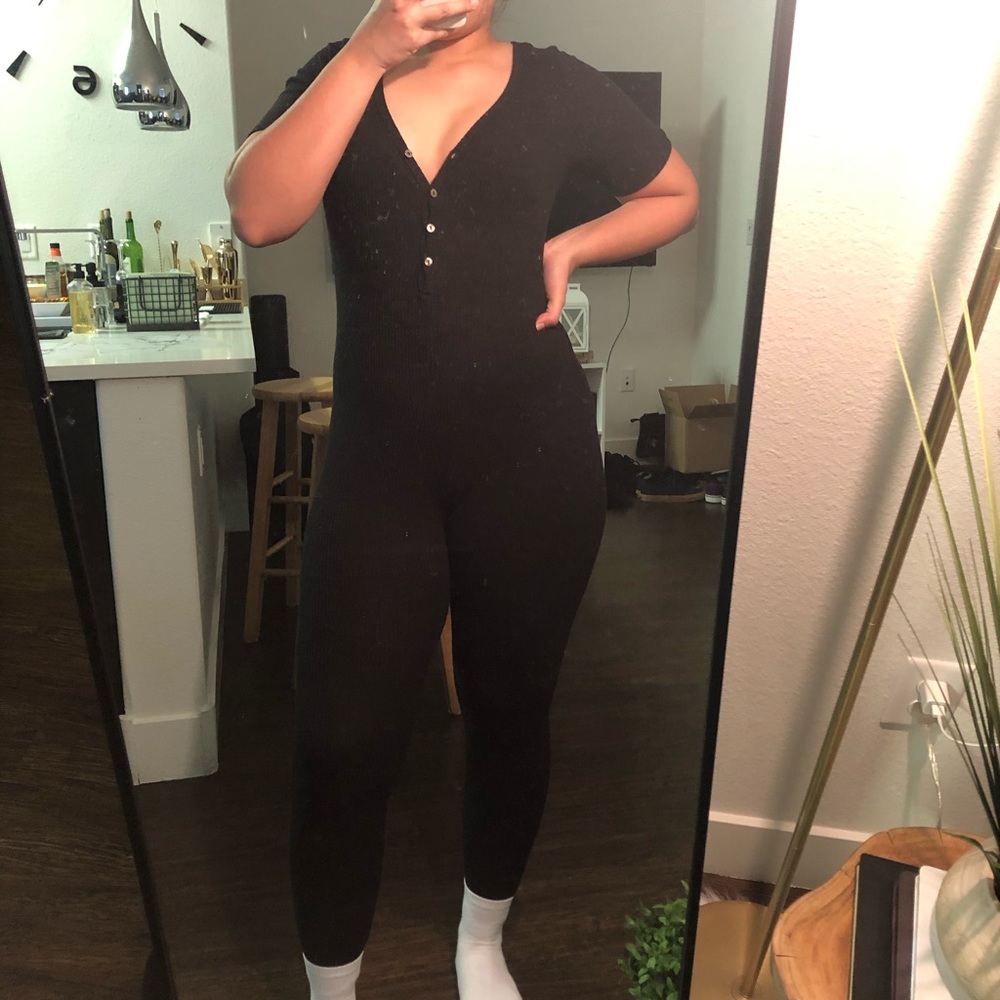 Black knit short sleeve unitard BOGO 50% off +more